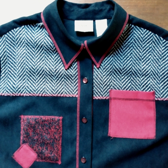 Vintage Monterey by KORET Button Front Shirt with Applique Detail/Pant Set - Picture 3 of 12